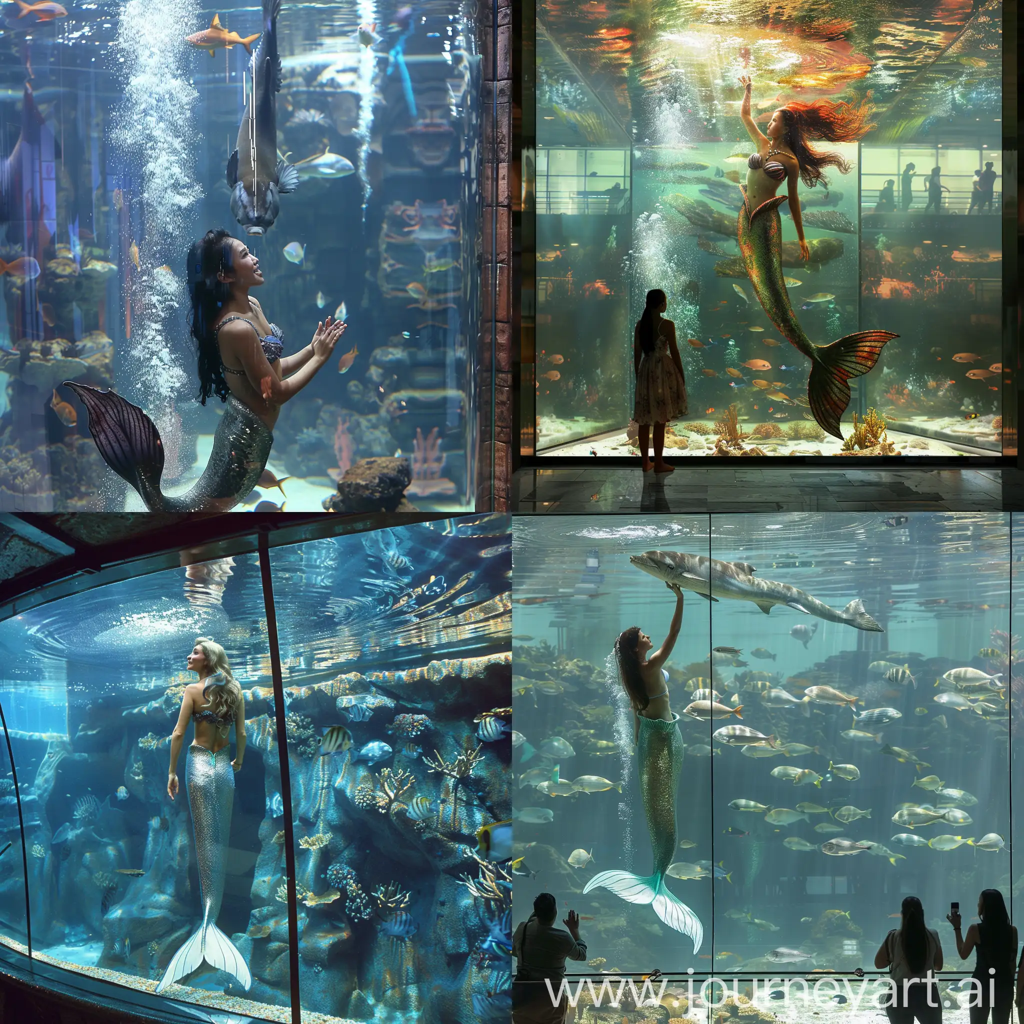 Mermaid-Seeking-Assistance-in-a-Spacious-Aquarium