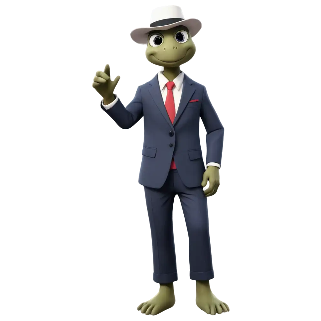 Animated-Turtle-in-Suit-and-Hat-PNG-Image-Unique-and-Professional-Illustration