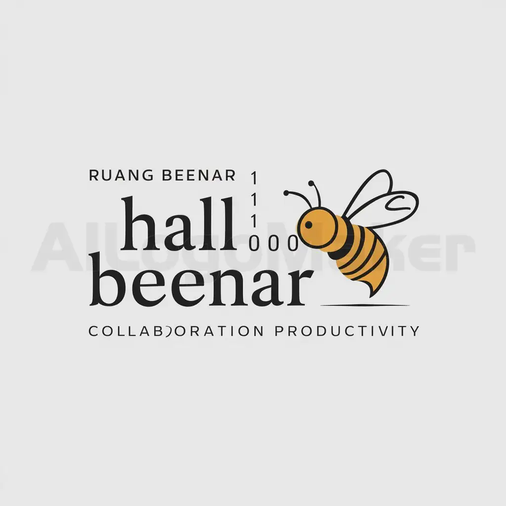 a logo design,with the text "Ruang Beenar", main symbol:Hall Beenar: philosophy from word bee : bee and binary : light,Minimalistic,be used in Education industry,clear background