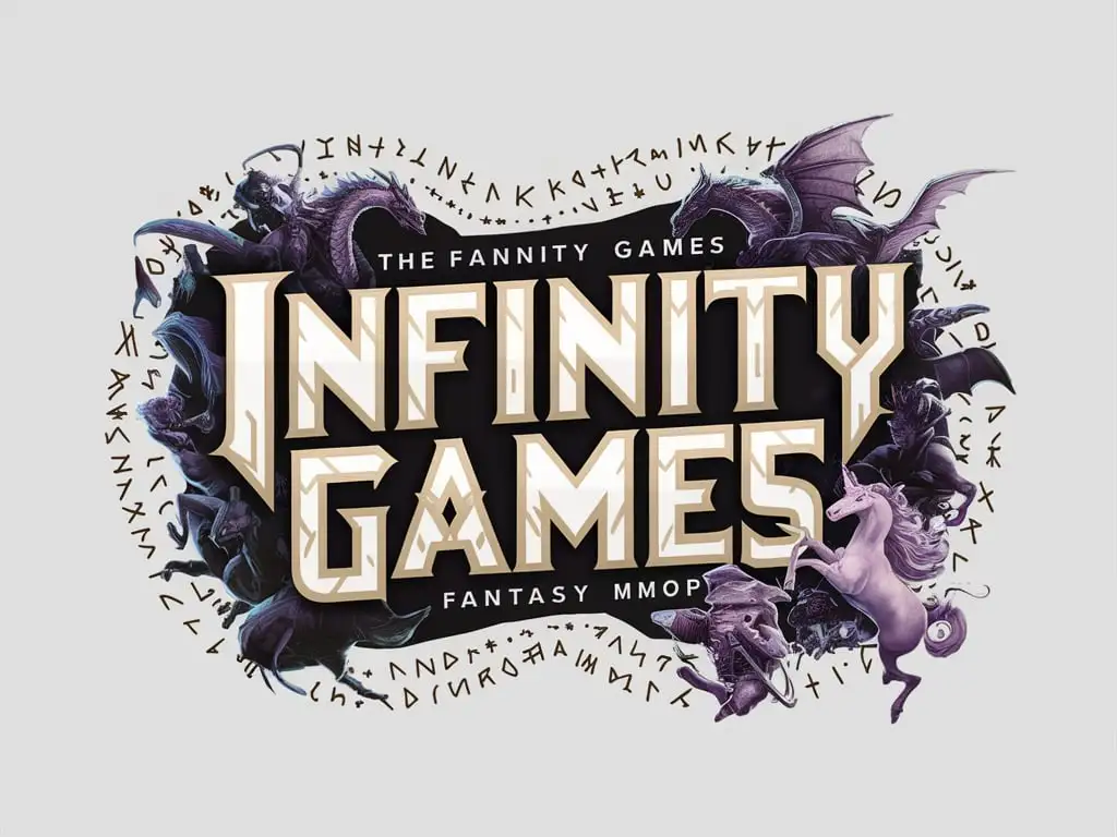 mmo rpg fantasy like logo that has the text "Infinity Games"