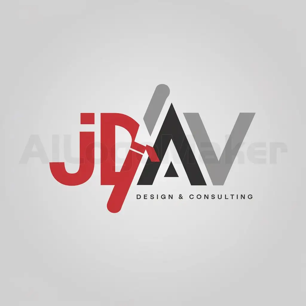a logo design,with the text: JD AV Design & Consulting, main symbol: audio visual design engineering red black gray. JD AV to be the main focus, Minimalistic,white background