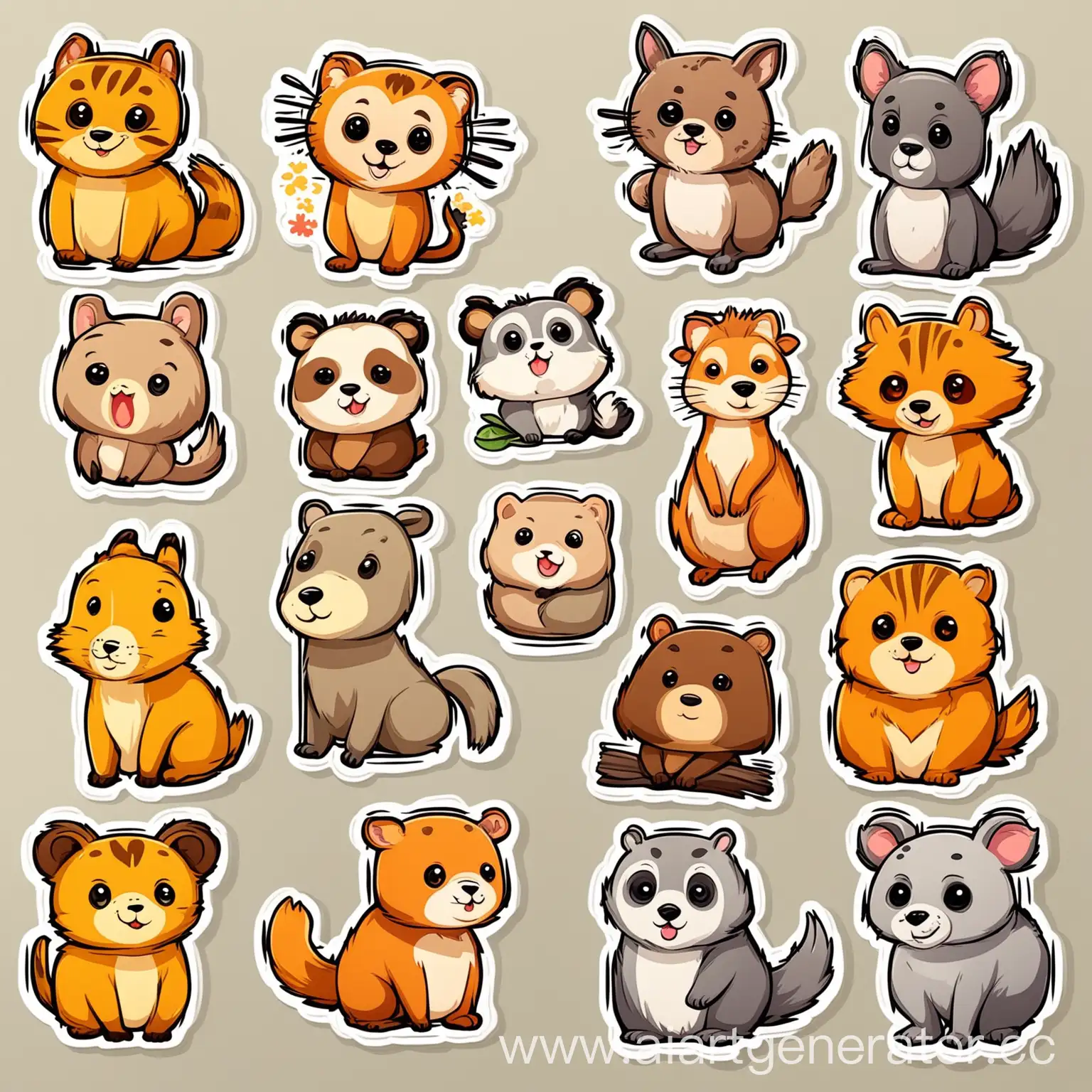 Colorful-Cartoon-Stickers-with-Playful-Animals
