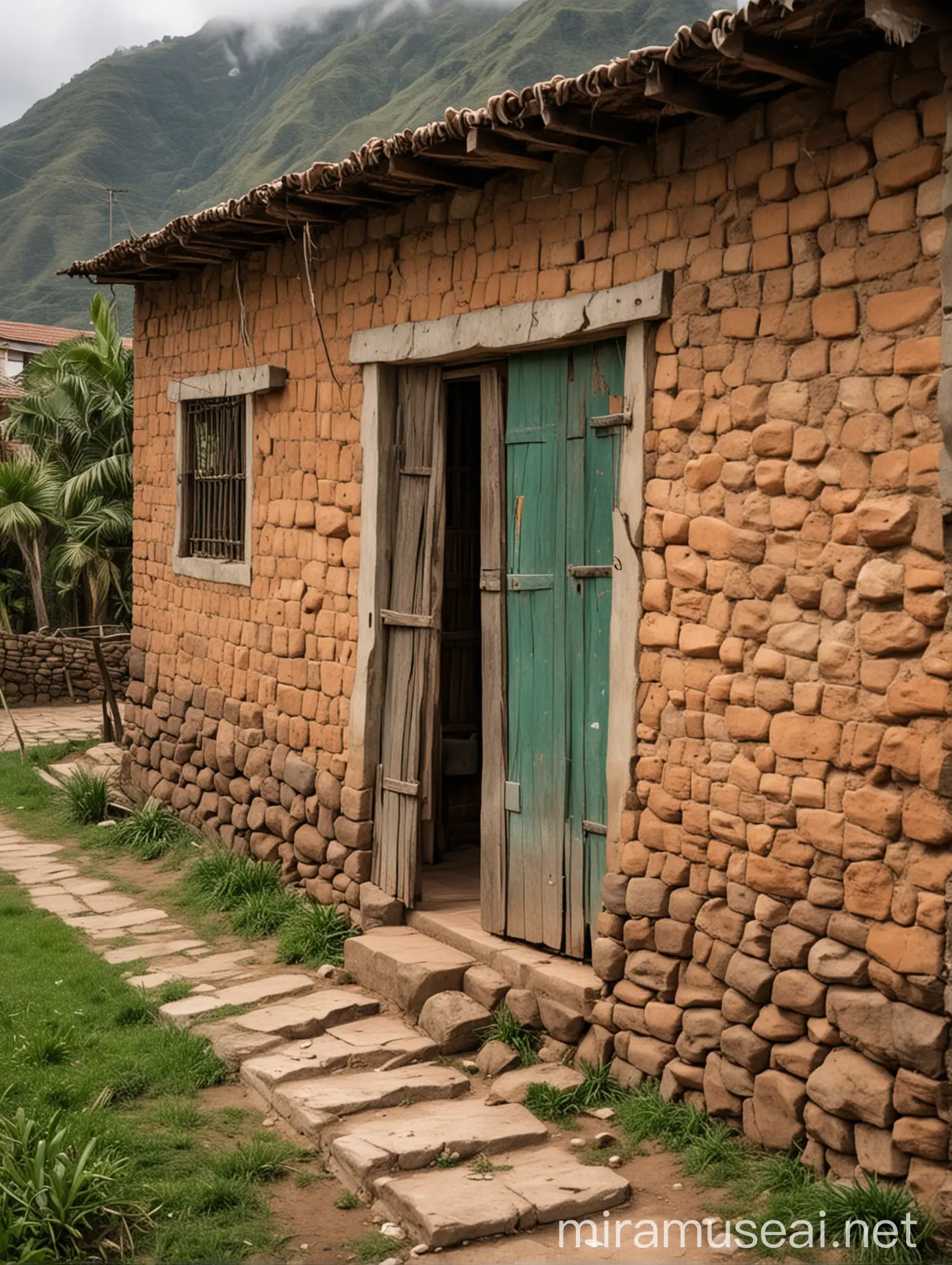 Una casa peruana perteneciente al estado sociocultural POBRE que parezca de campo, es decir, que se pueda diferenciar de la casa en la que vive en la ciudad. La casa debe estar cerca a una pista y su estado debe denotar el paso de los años.