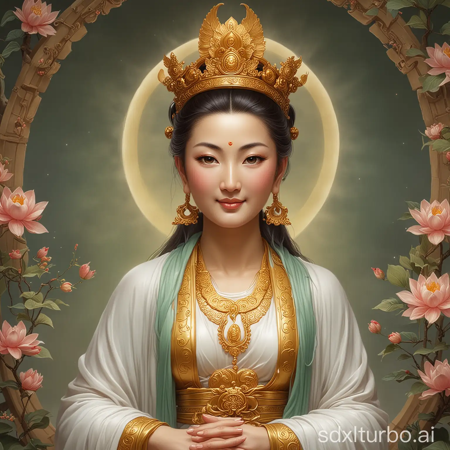 Smiling-Guanyin-Bodhisattva-Radiating-Wisdom-and-Compassion