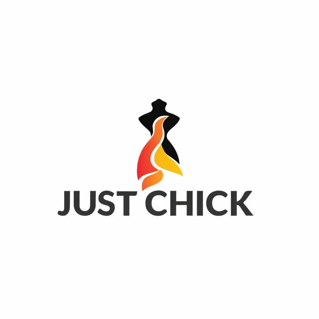 a logo design,with the text "Just CHICK", main symbol:"""
dress

",Minimalistic,be used in Beauty Spa industry,clear background