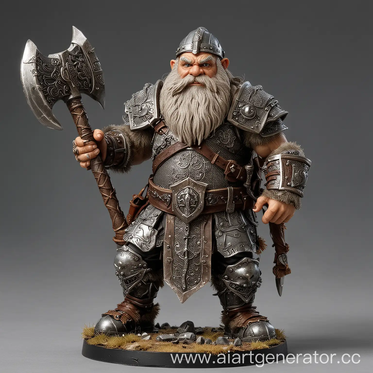 Dwarf-Warrior-in-Metallic-Armor-with-Battle-Axe