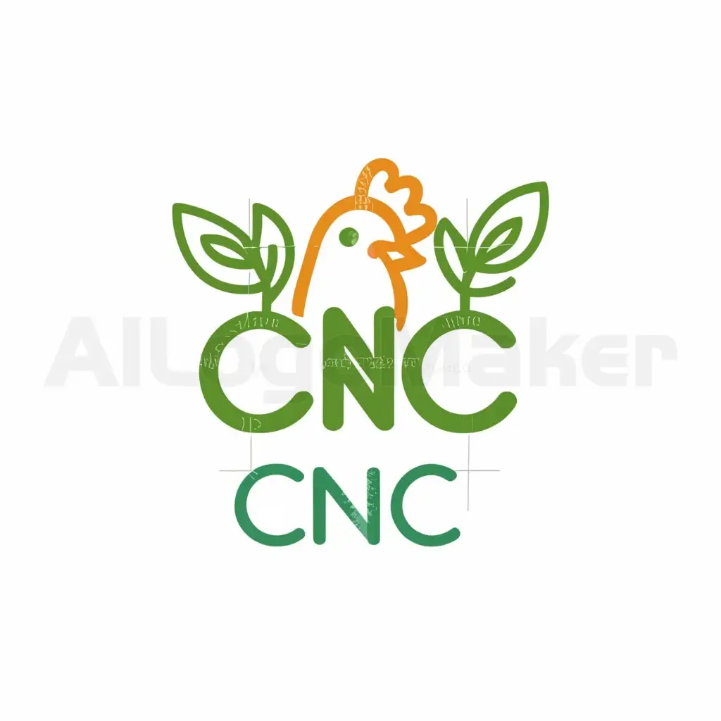 a logo design,with the text "CNC", main symbol:cartoon /a chicken and moringa leaves,Moderate,clear background