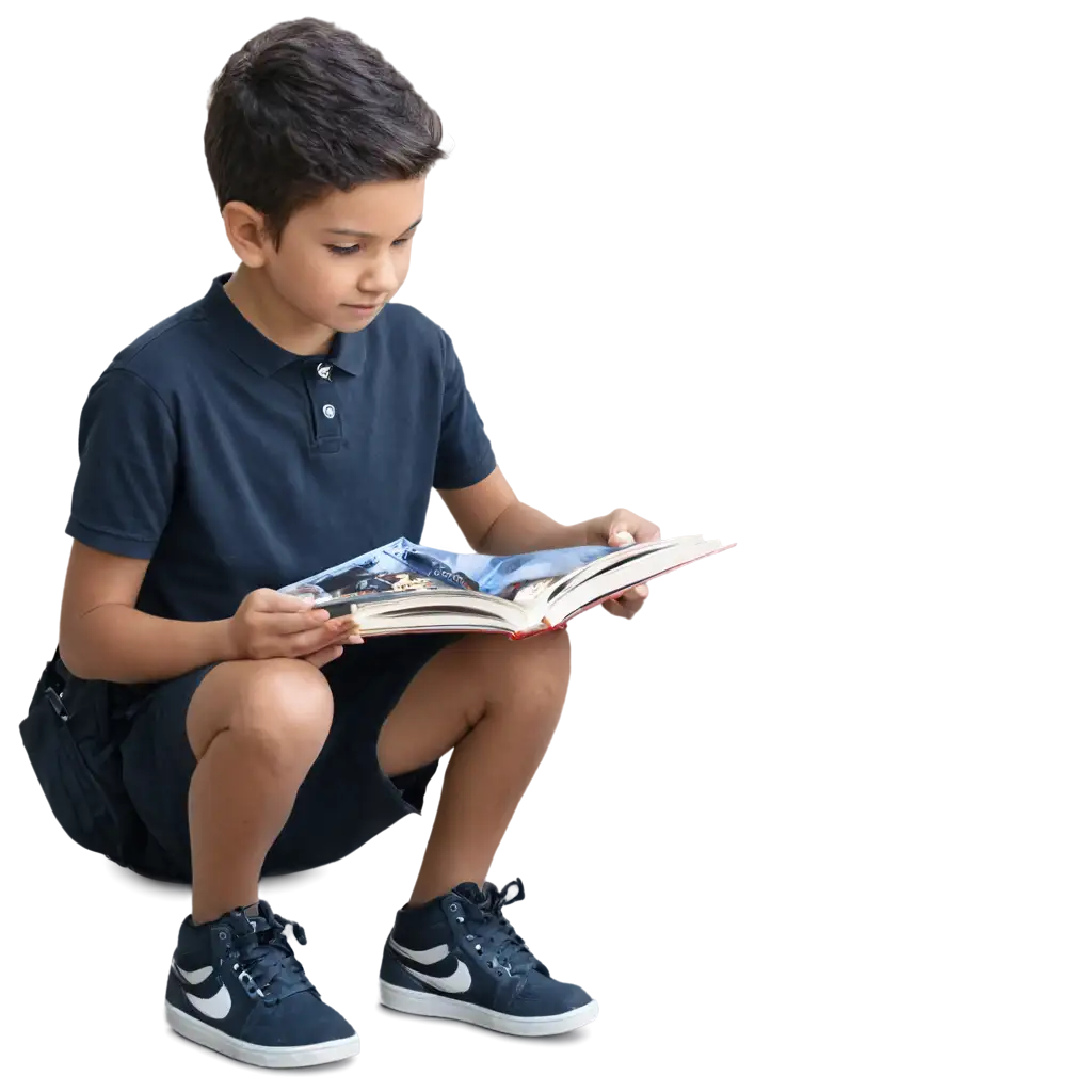 a kid reading books