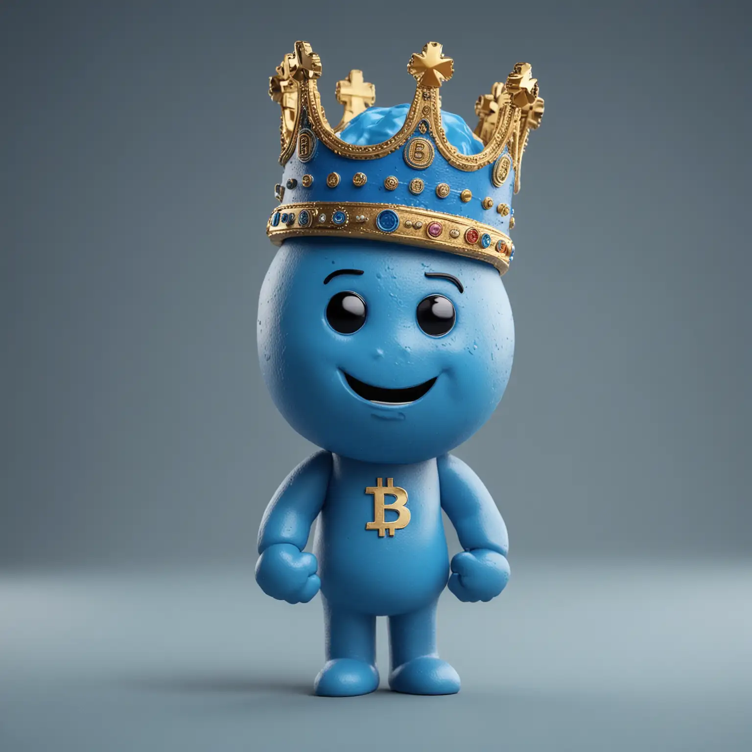 Royal Bitcoin Figure in Vivid Blue with Crown
