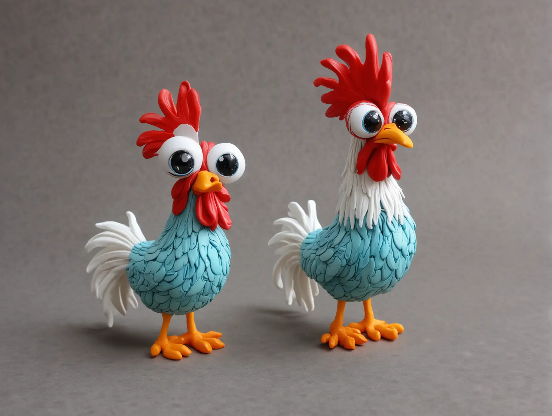 Rooster-Sculpture-with-Big-Eyes-and-Long-Neck-Made-from-Polymer-Clay