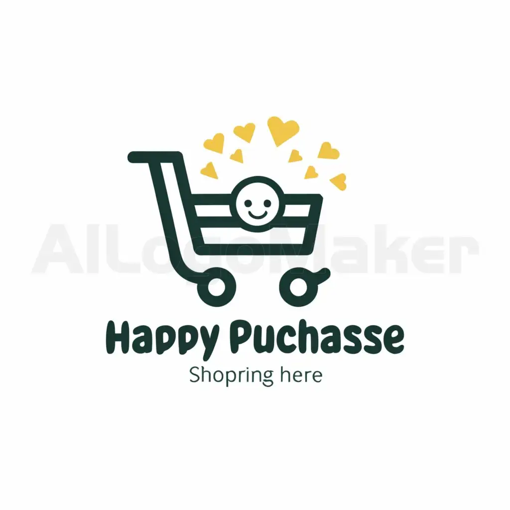 a logo design,with the text "Happy Purchase", main symbol:Shopping cart,Moderate,be used in Retail industry,clear background