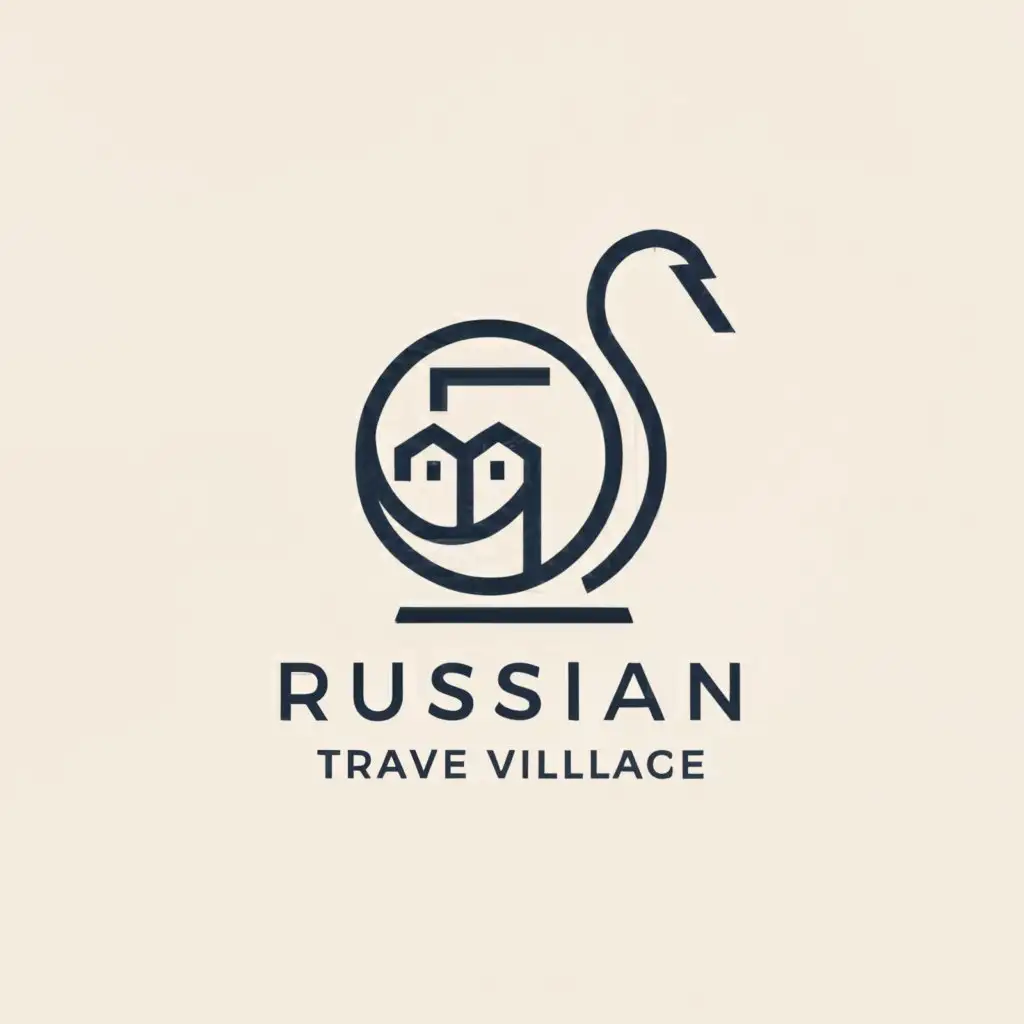LOGO-Design-For-Russian-Village-Travel-Minimalist-Swan-Emblem-with-Nature-Elements