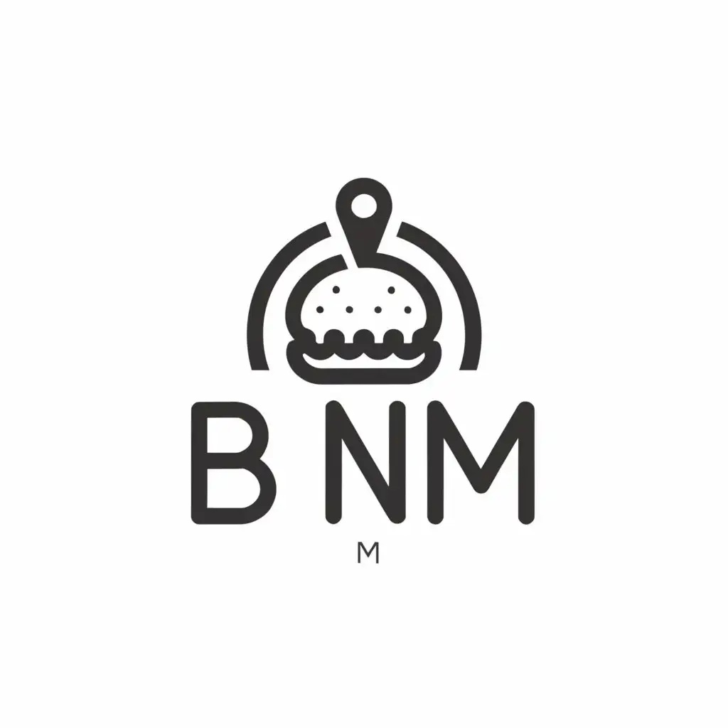 a logo design,with the text "BNM", main symbol:BURGER ICON COMBINE WITH LOCATION ICON,Minimalistic,be used in Restaurant industry,clear background