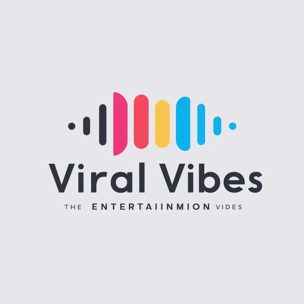 a logo design,with the text "Viral Vibes", main symbol:Symbol that represents viral video sounds waves, colorful, white background,Minimalistic,be used in Entertainment industry,clear background