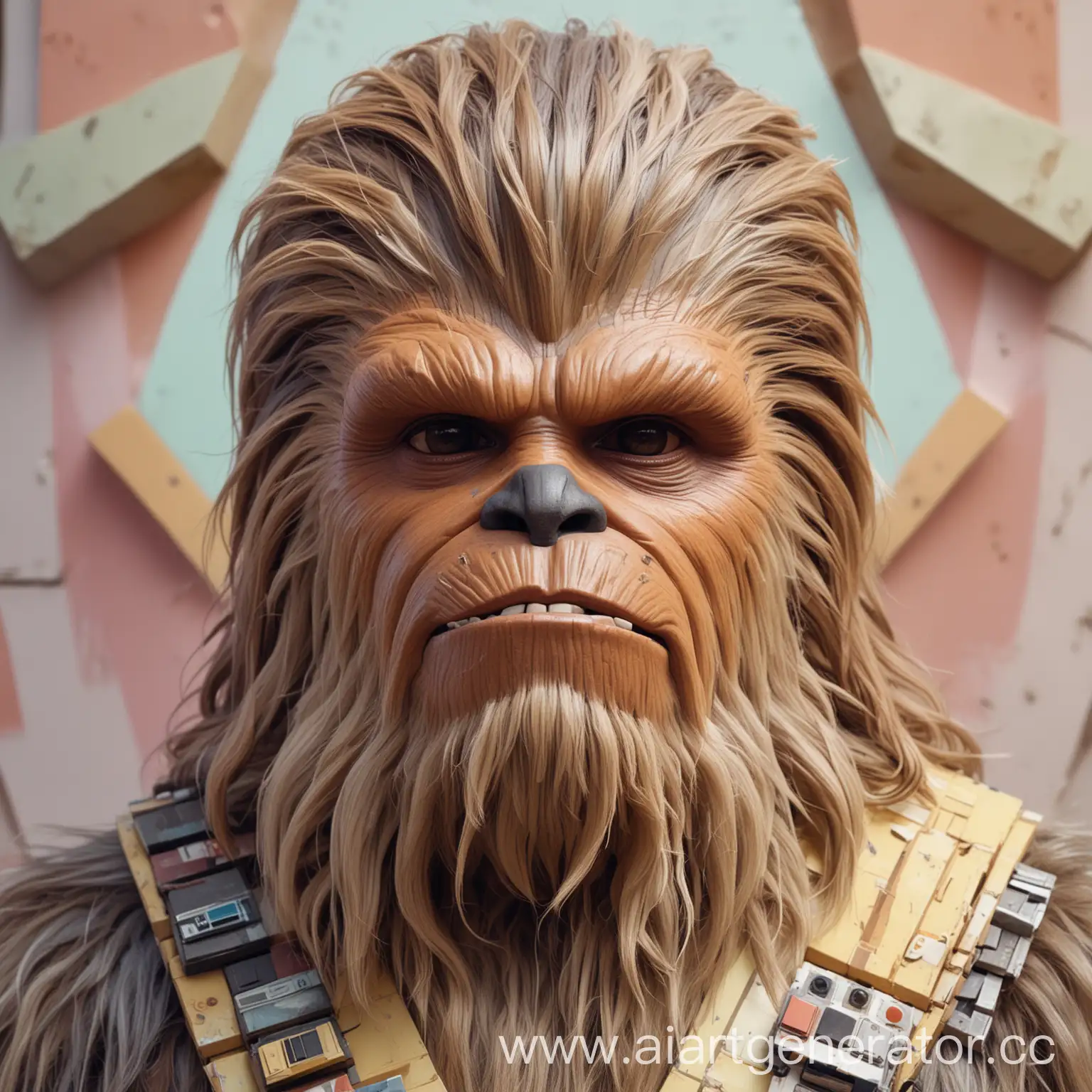 CloseUp-Portrait-of-Wookiee-Character-in-Pastel-Geometric-Style