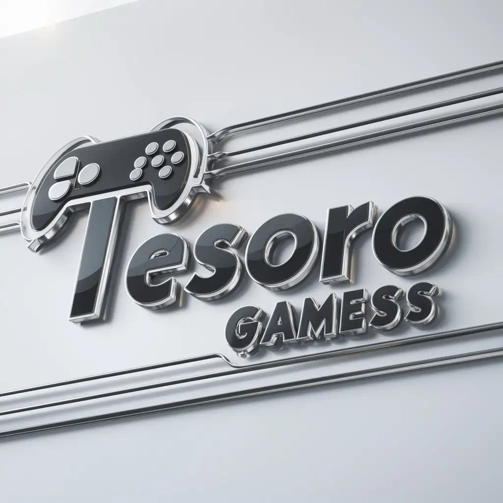 a logo design,with the text 'Tesoro Gamess', main symbol:video game,Moderate,clear background
