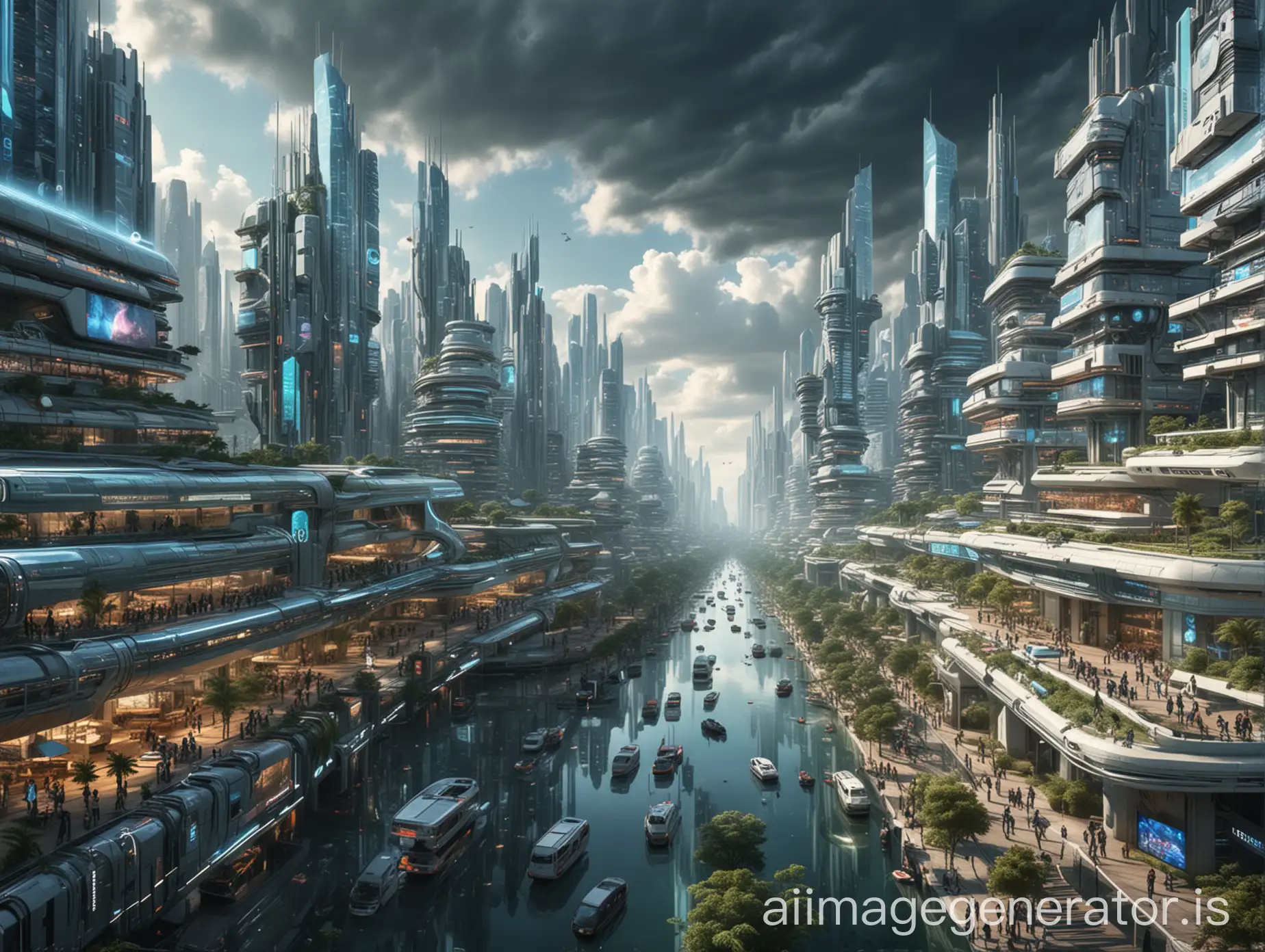 Futuristic-Cityscape-A-Vision-of-Modern-Technology-Utopia
