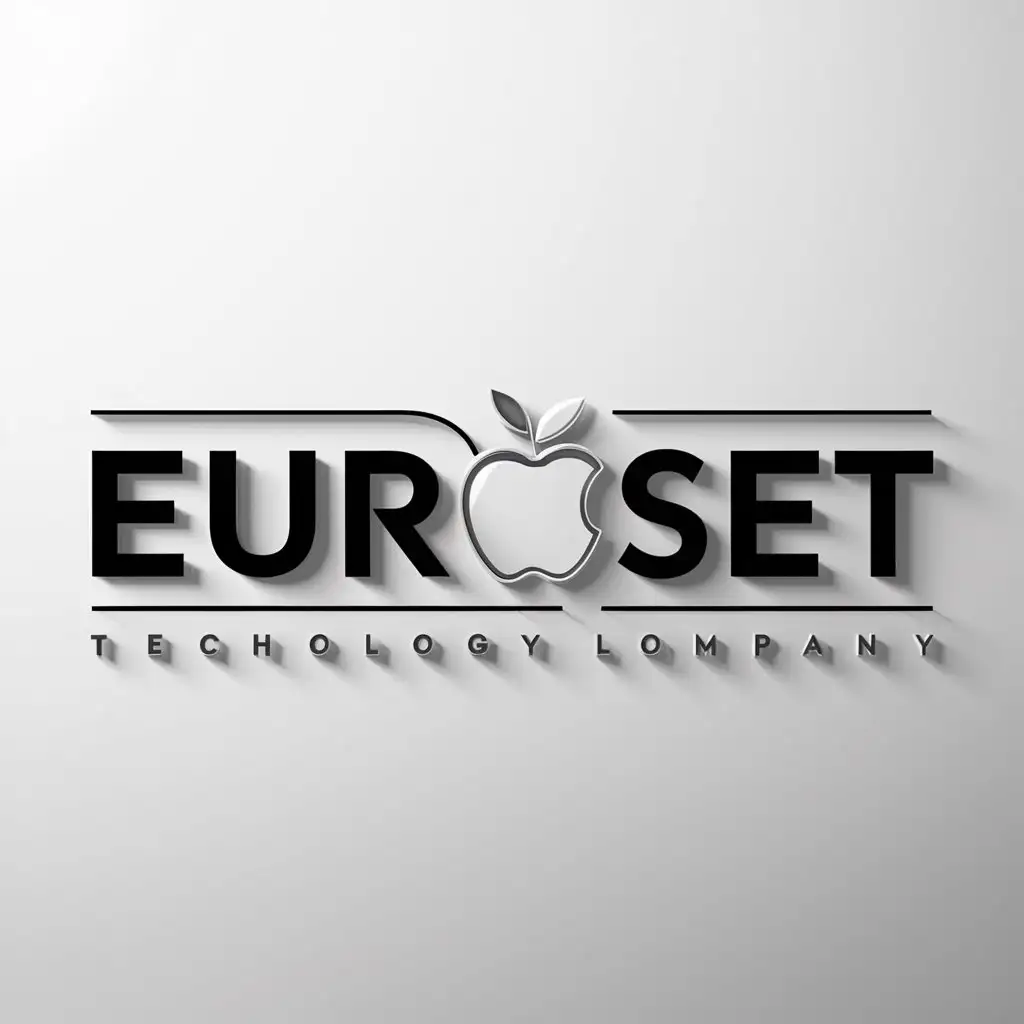 a logo design,with the text "Euroset", main symbol:apple,Moderate,be used in Technology industry,clear background