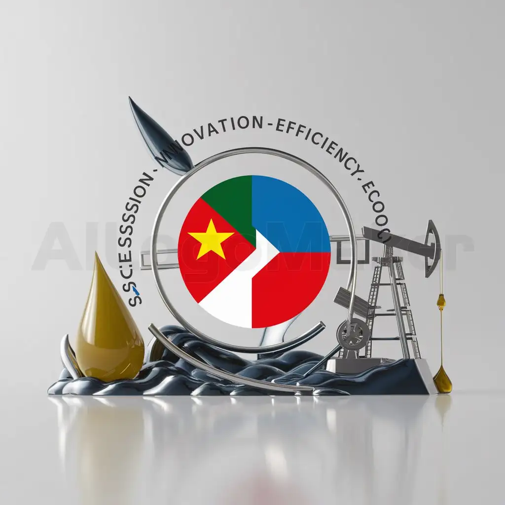 a logo design,with the text "Succession-Innovation-efficiency-ecology", main symbol:Flags of Vietnam and Russia. Experience, knowledge, innovations and ecology of the oil and gas industry. Oil drop, oil rig, rocking oil,complex,clear background