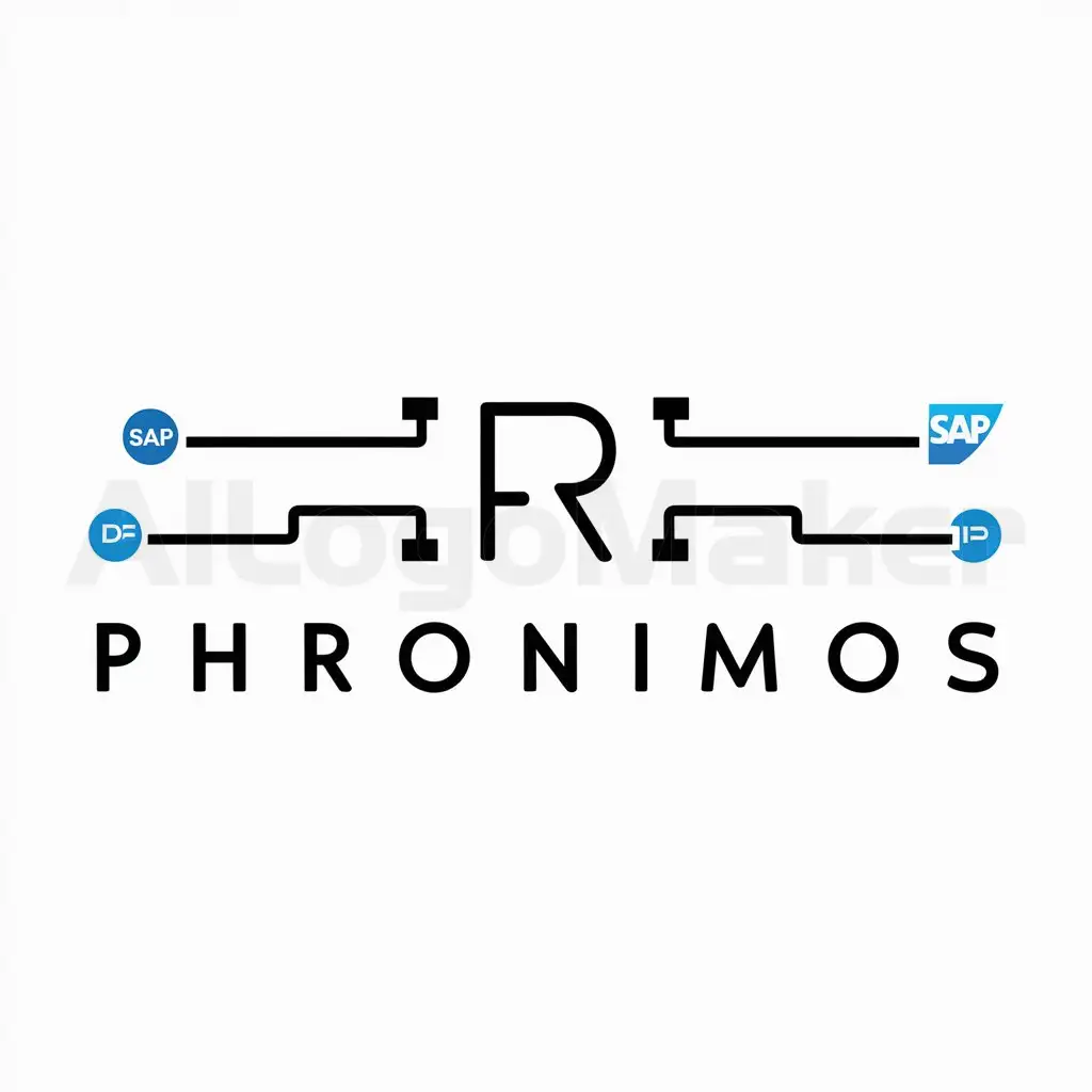 a logo design,with the text "Phronimos", main symbol:Letras, pipelines, devops, integration, SAP,Moderate,be used in Technology industry,clear background