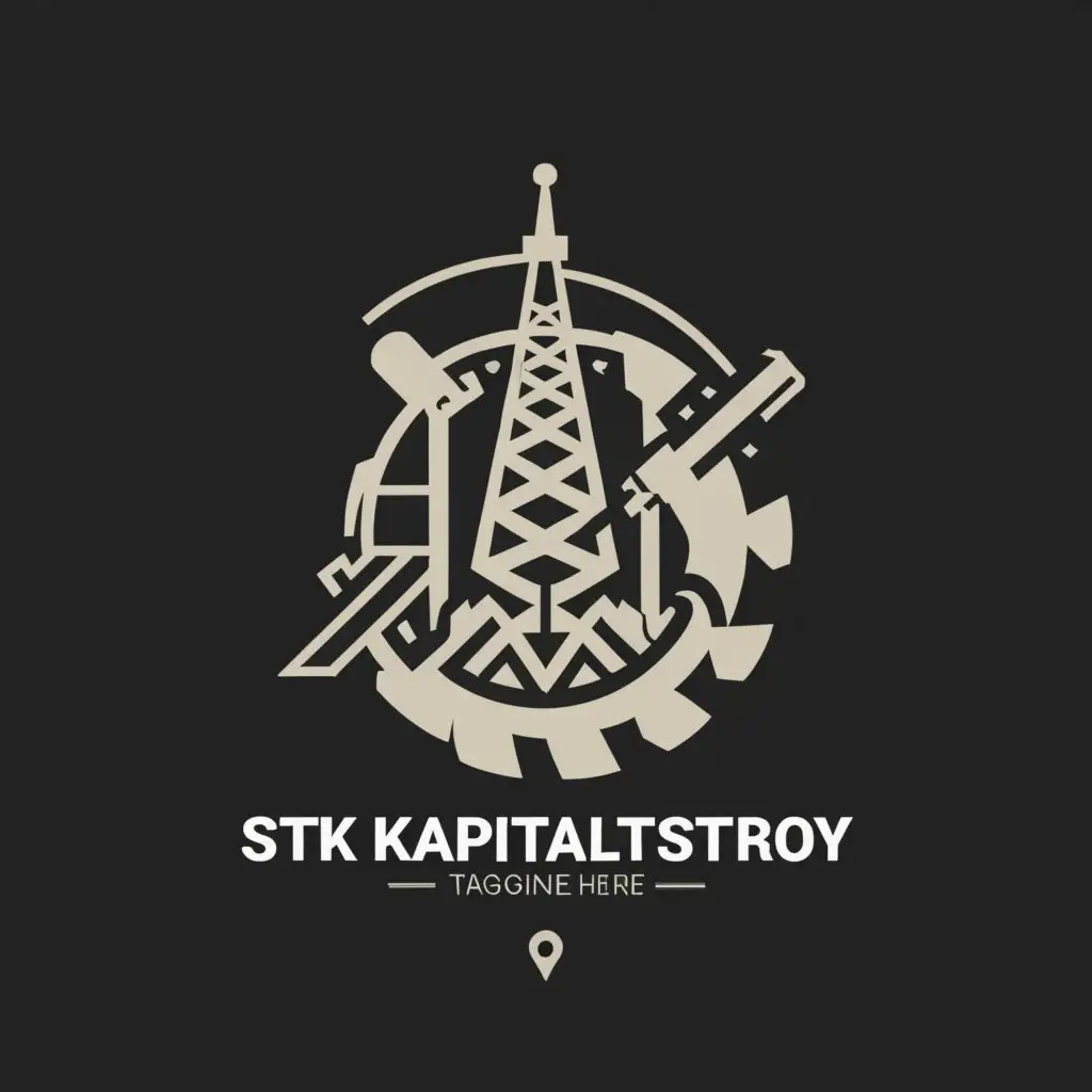 a logo design,with the text "OOO "STK-KapitalStroy"", main symbol:High-voltage support, excavator, welding,Minimalistic,clear background