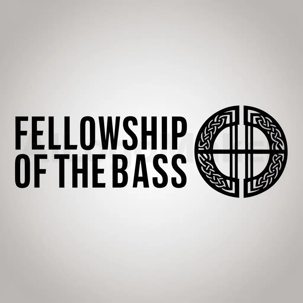 a logo design,with the text "FellowshipOfTheBass", main symbol:4stringbassguitarcelticcircle,Moderate,clear background