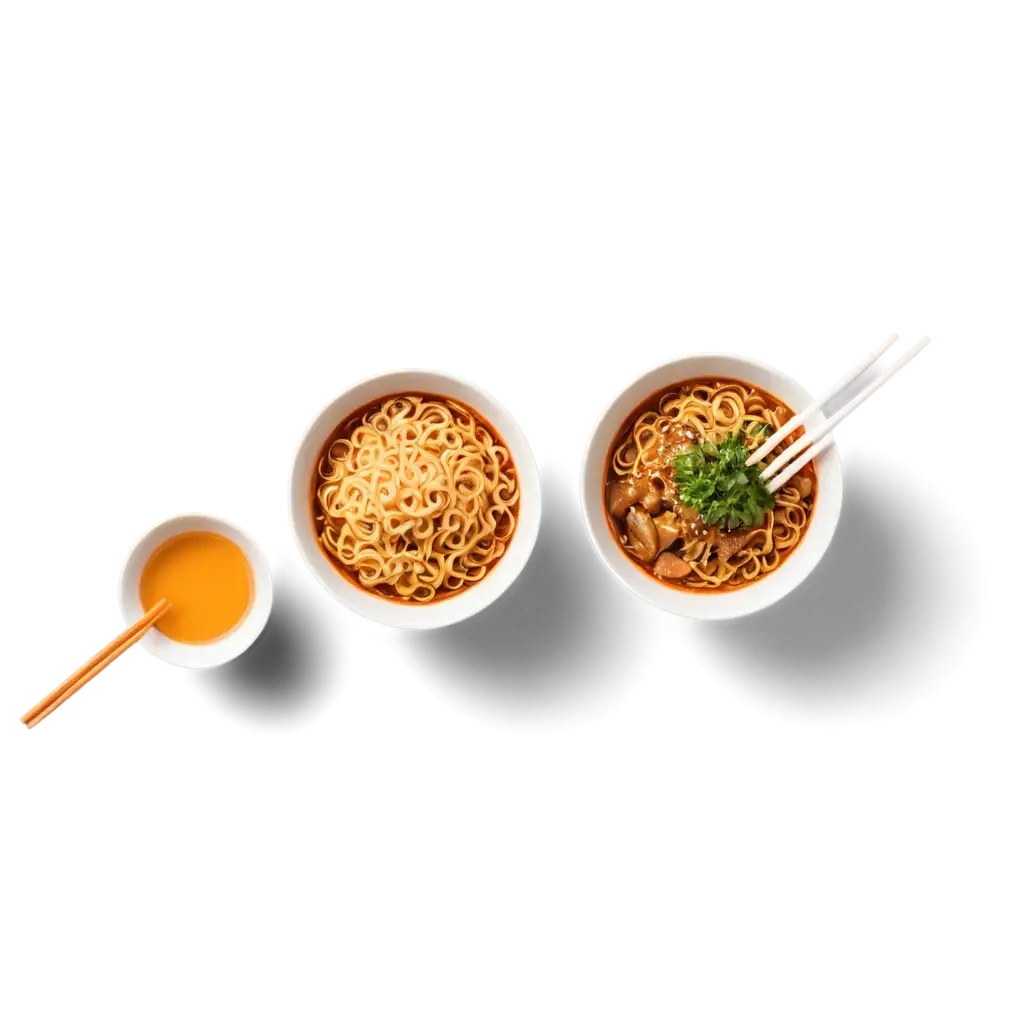 top view instant noodle with white bowl