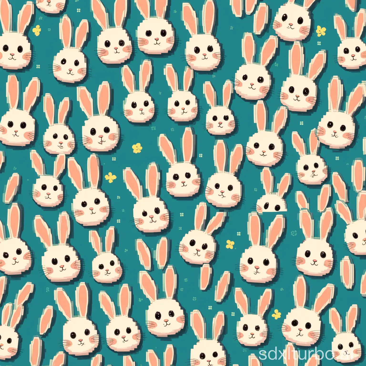 cartoon rabbit's background image, repeated tiling, simple