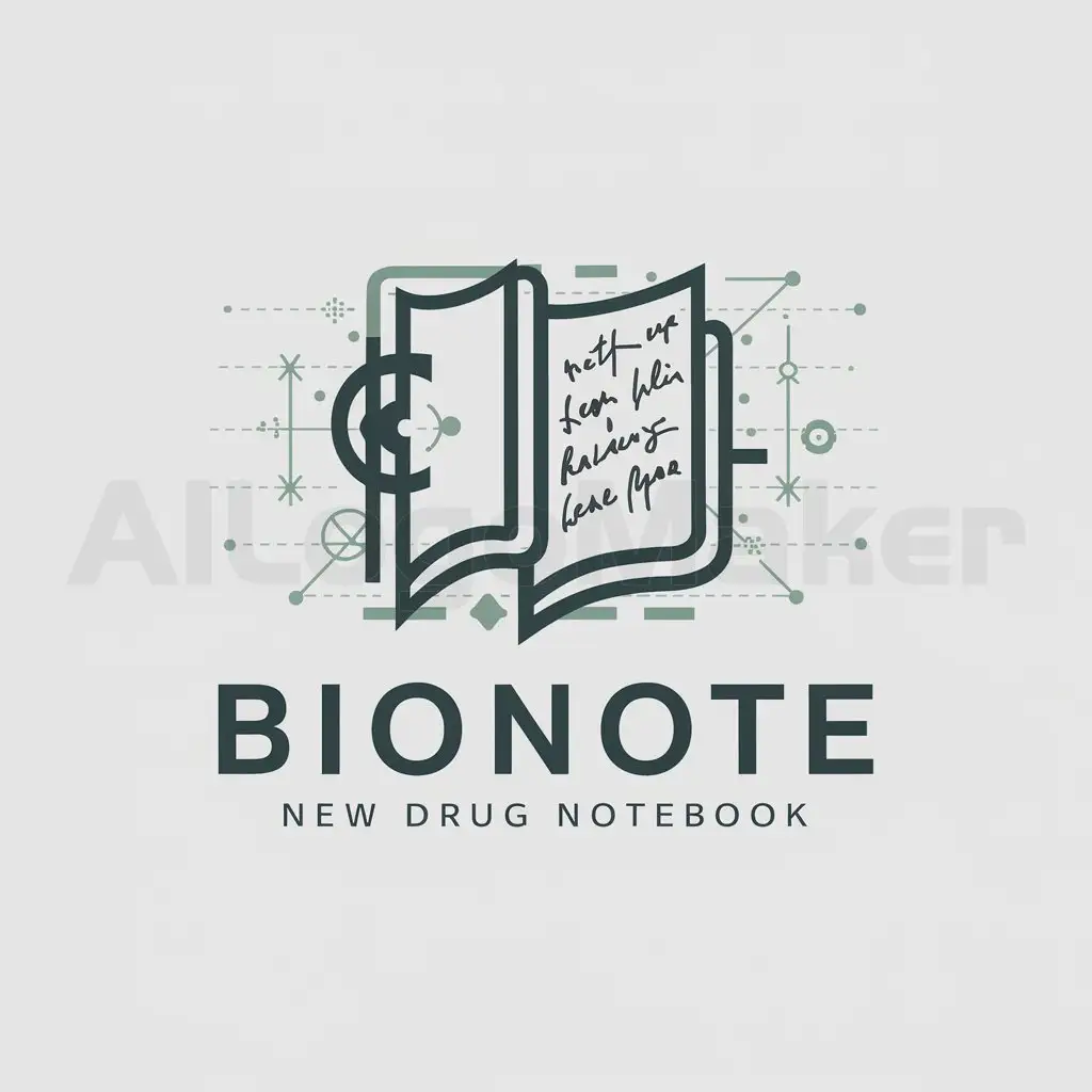 a logo design,with the text "BioNotenew drug notebook", main symbol:notebook,Moderate,be used in Technology industry,clear background