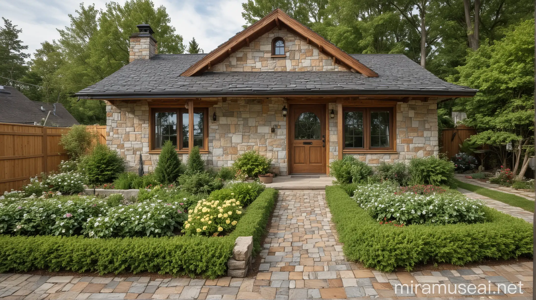 Scenic Cottage with Tiled Walls and Landscaped Front Yard