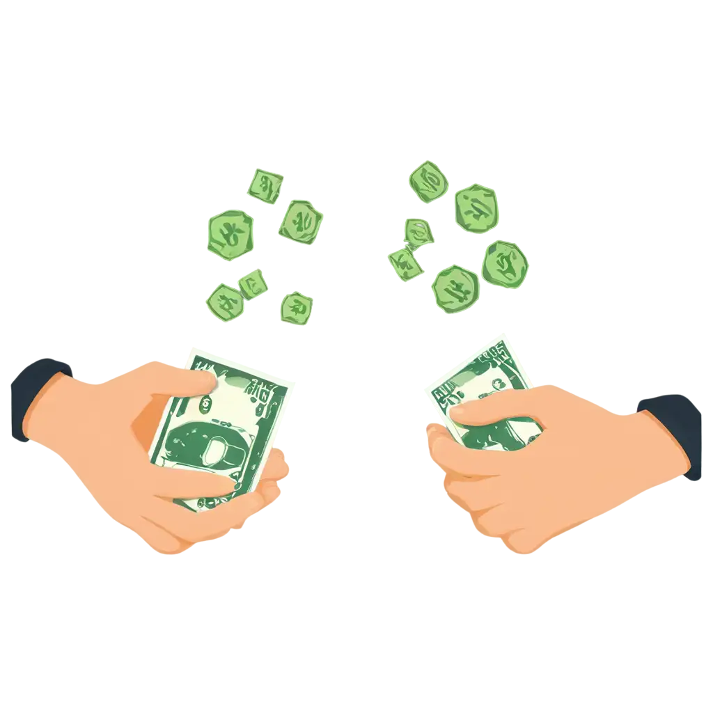 Money investent hand to hand in bank background vector png in indian currency