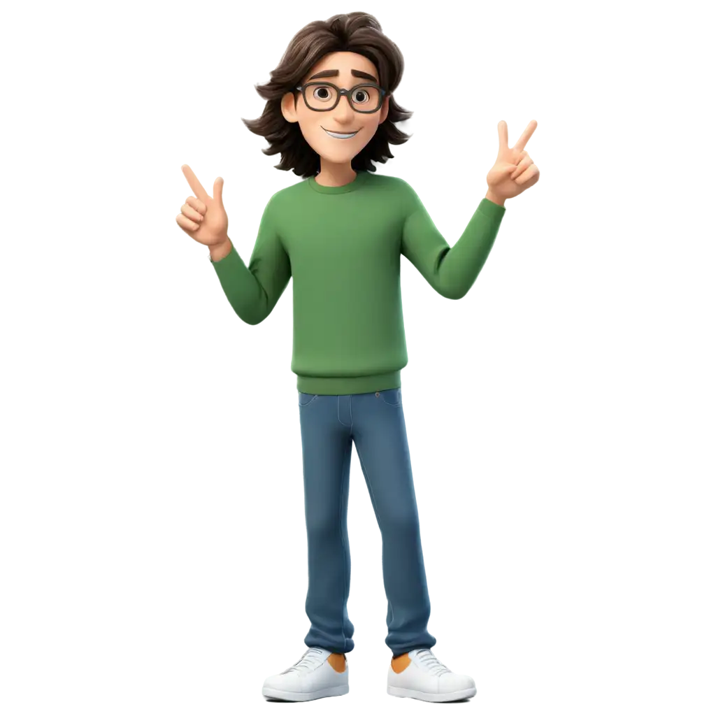 cartoon just face guy with middle long hair and glases zoom in pict