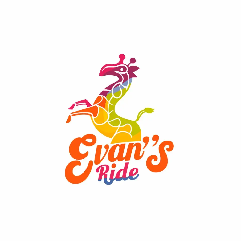 a logo design,with the text "Evan's Ride", main symbol:Rainbow Giraffe,complex,be used in Education industry,clear background