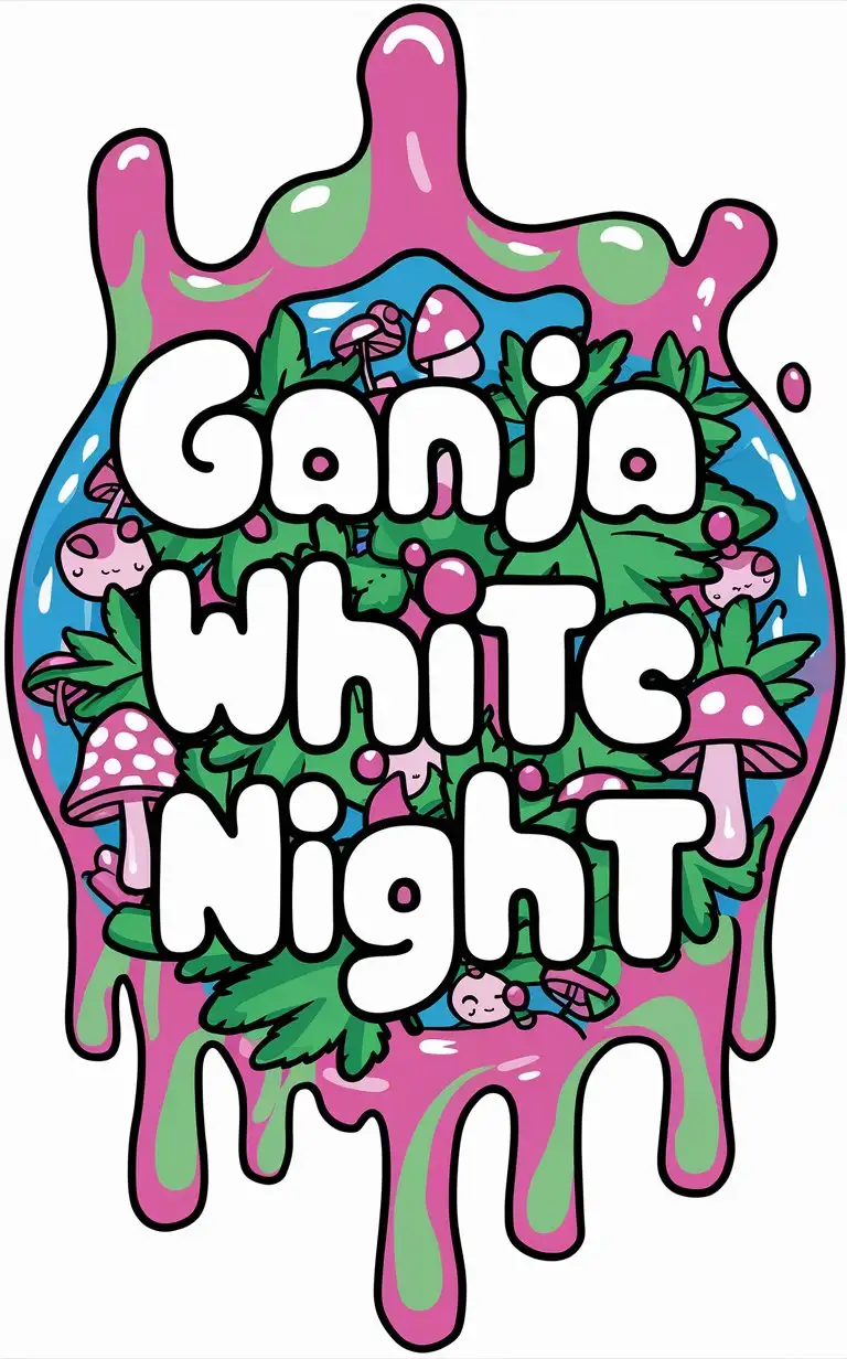 Ganja White Night Neon Slime Art with Psychedelic Elements
