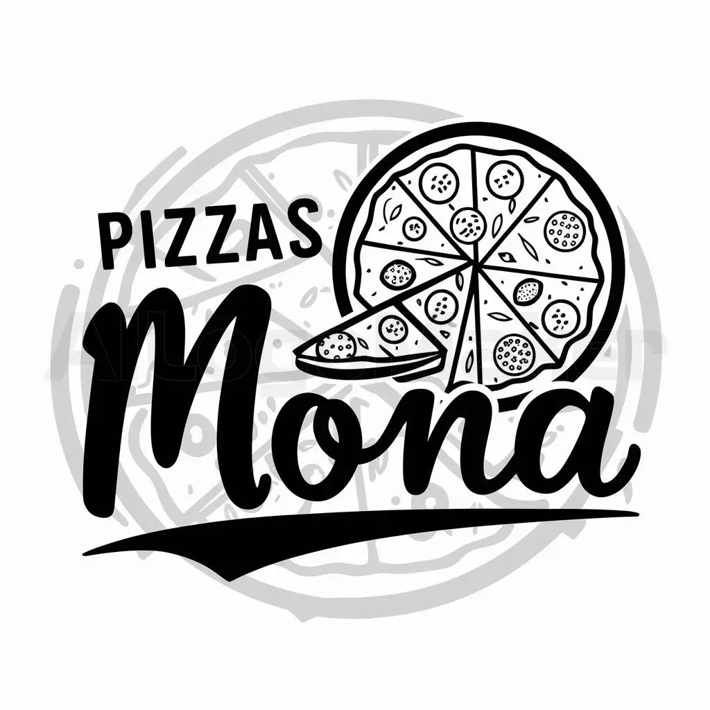 a logo design,with the text "pizzas la mona", main symbol:pizza,complex,clear background