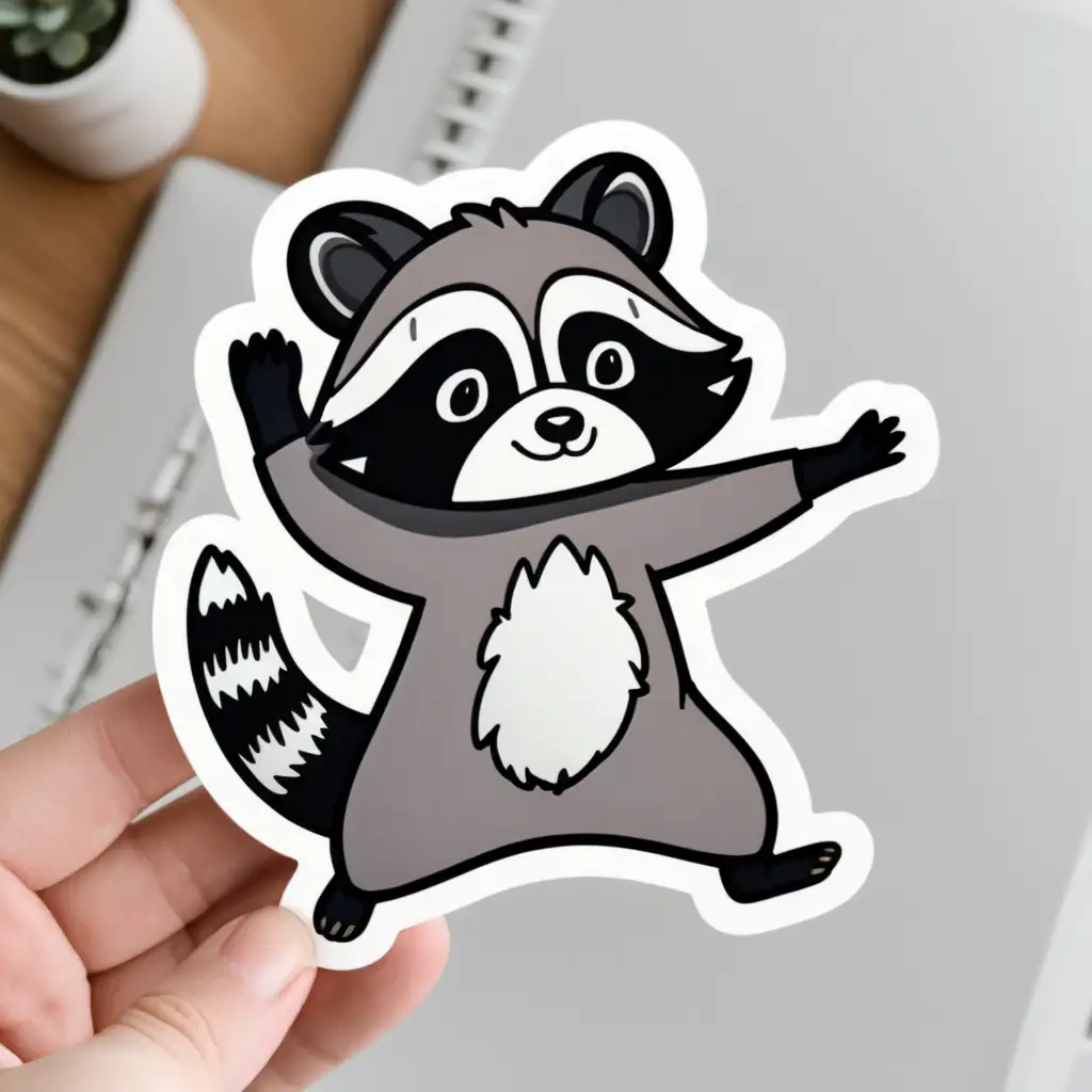 Cheerful Dancing Raccoon Sticker for Laptops and Notebooks