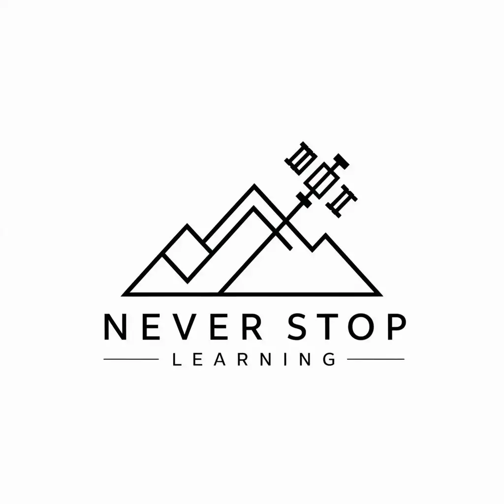 LOGO-Design-for-Never-Stop-Learning-Minimalistic-Mountain-and-Satellite-Symbol