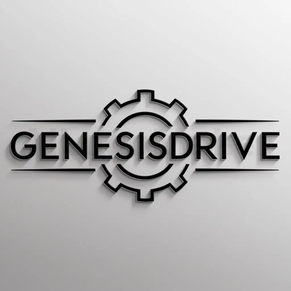 a logo design,with the text "GenesisDrive", main symbol:Gear,Minimalistic,be used in Automotive industry,clear background