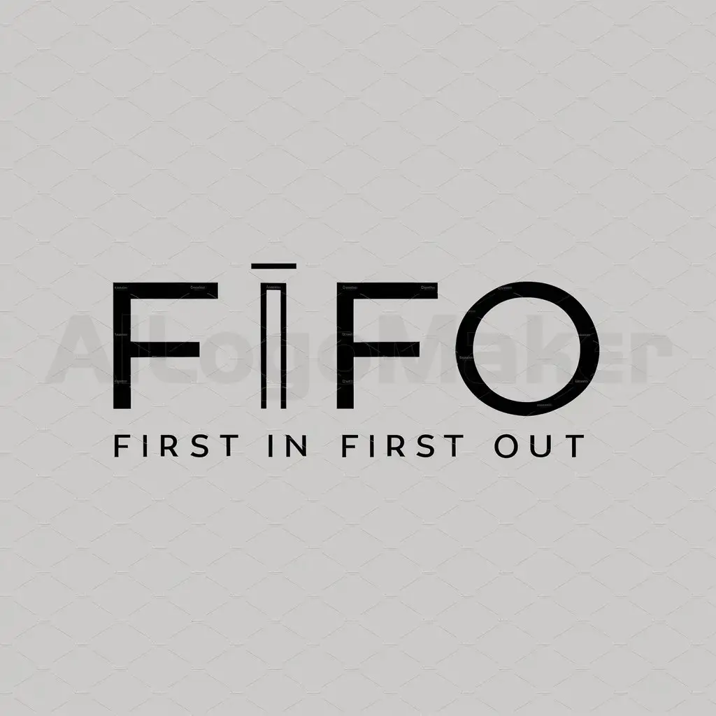 a logo design,with the text "First In First Out", main symbol:FIFO,Moderate,clear background