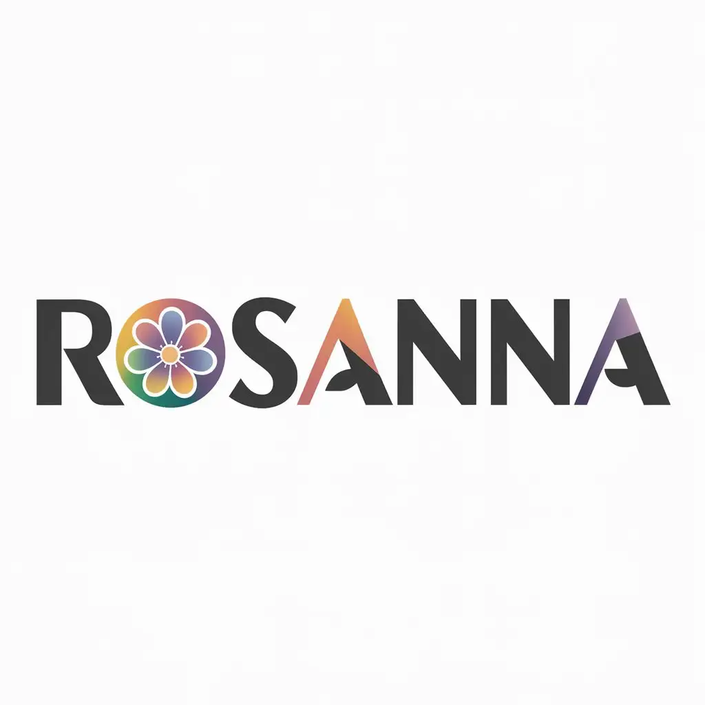 Logo mit dem Namen Rosanna, mit einer Blume, modern