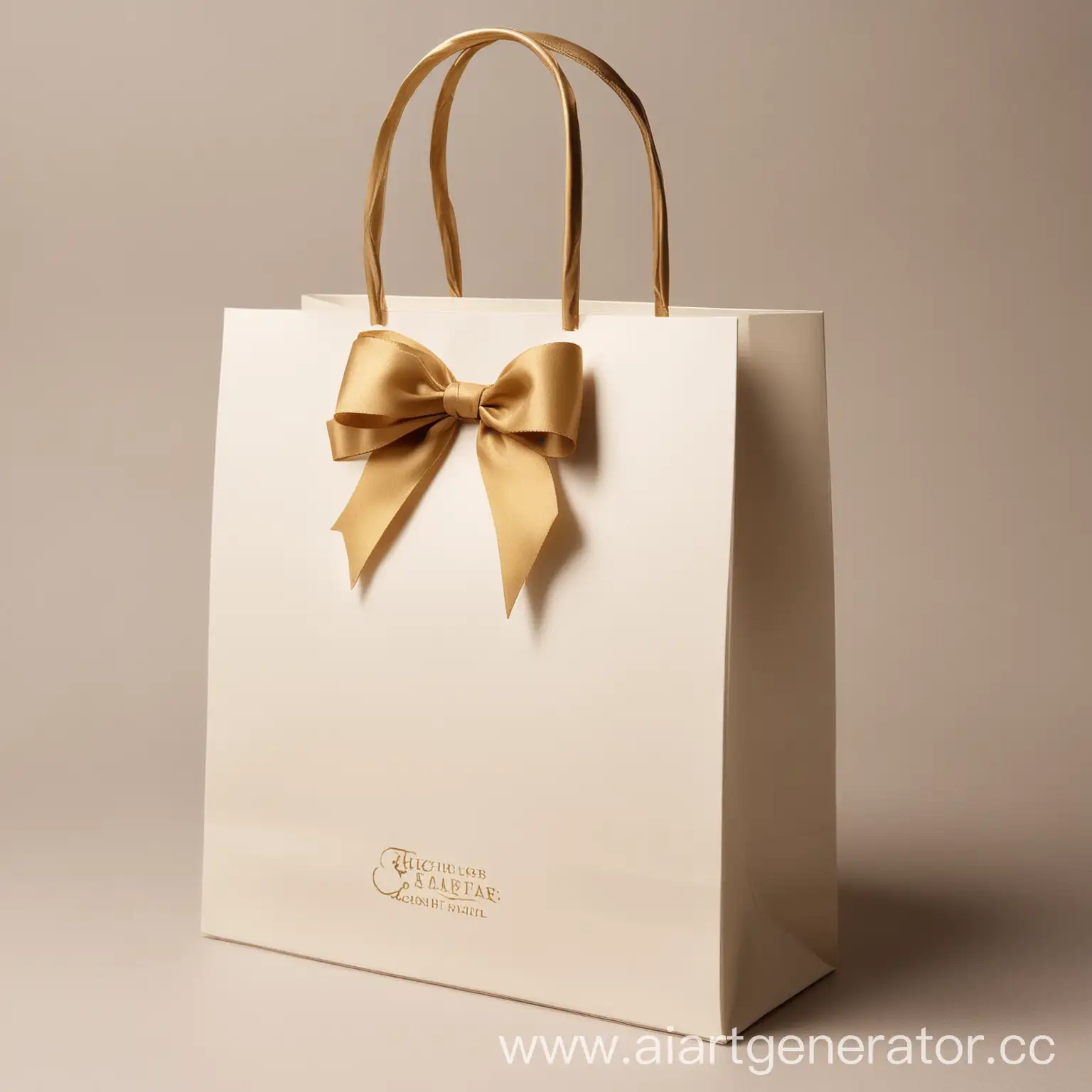 Luxurious-Ivory-Matte-Cardstock-Shopping-Bag-with-Gold-Satin-Ribbon-Handles