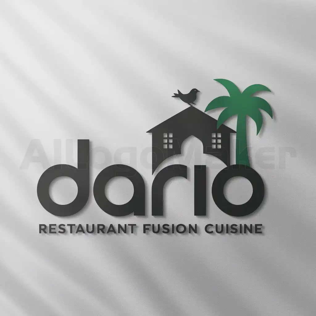 a logo design,with the text "dario", main symbol:old Arab house and Rio bird,Moderate,be used in Restaurant industry,clear background