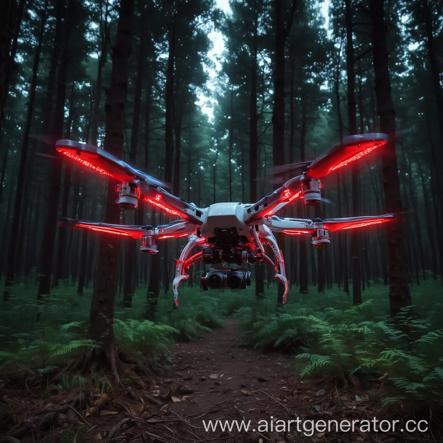 NeonTailed-FPV-Drone-Flying-Through-Night-Forest