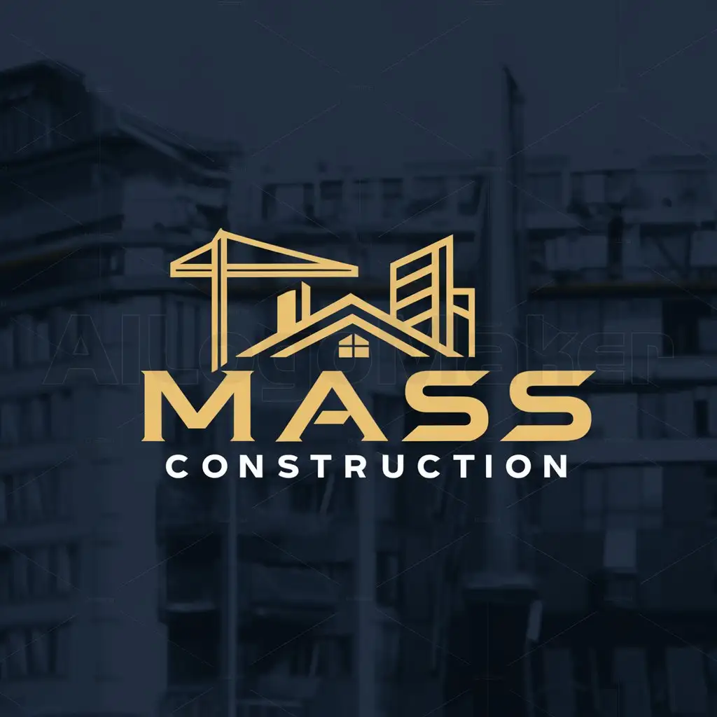 a logo design,with the text "MASS CONSTRUCTION", main symbol:BUILDING CONSTRCTION,Moderate,clear background