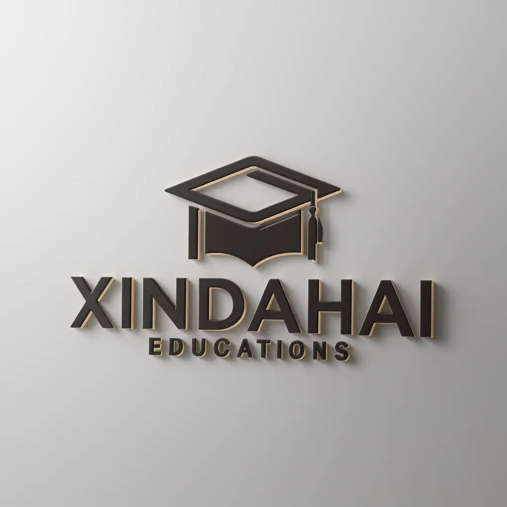 LOGO-Design-For-Xindahai-Educational-Theme-with-Mortarboard-and-Book-Symbolism