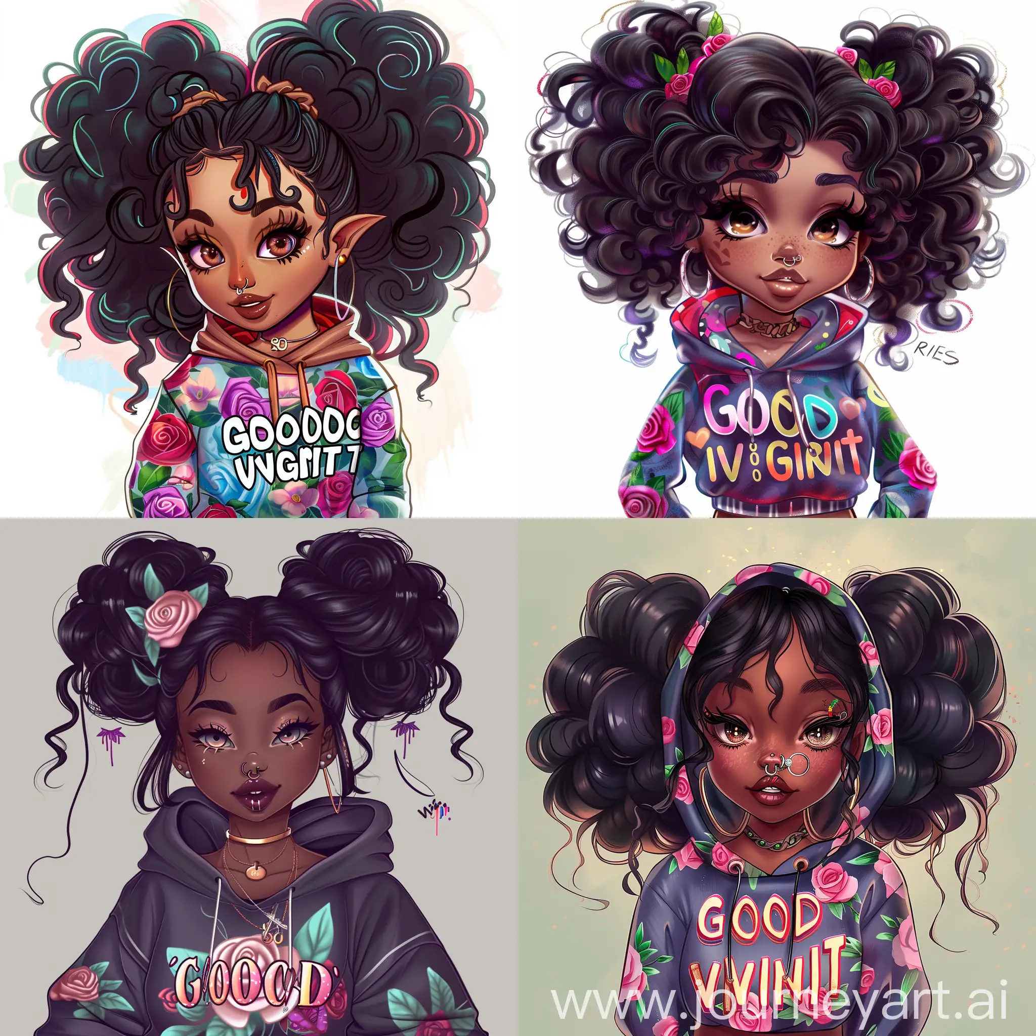 Adorable-Black-Ebony-Afro-Chibi-Manga-Girl-with-Good-Vibes-Queen-Design