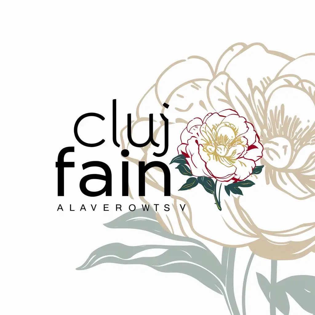 a logo design,with the text "Cluj Fain", main symbol:a traditional motif peony flower,Moderate,be used in Travel industry,clear background