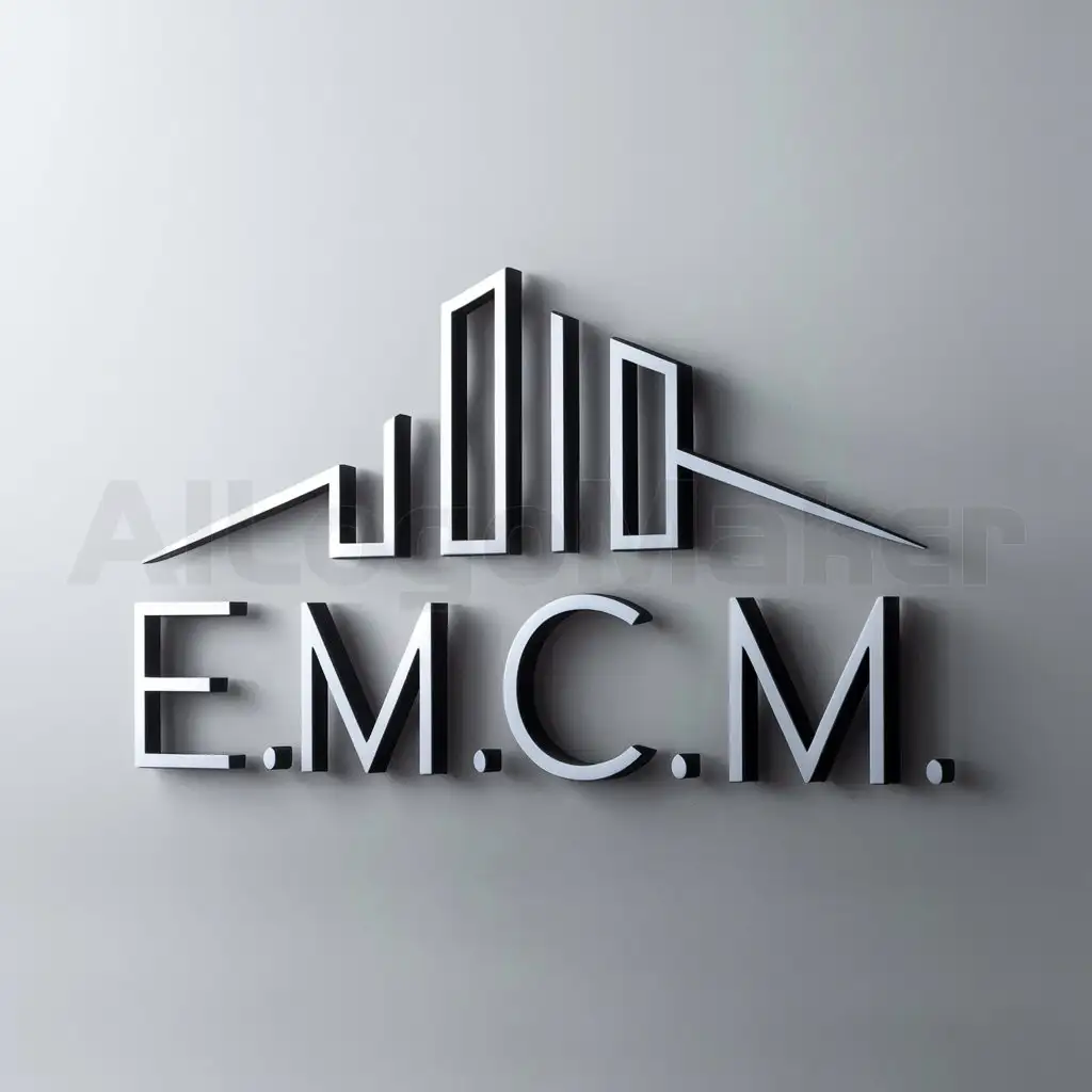 a logo design,with the text "E.M.C.M", main symbol:Bâtiment,Moderate,clear background
