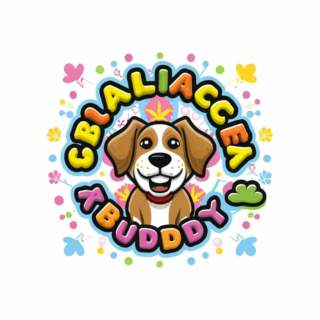 a logo design,with the text "Balance Buddy", main symbol:Marijuana with happy dog,"Design a playful yet professional logo in a cartoon style for our marijuana product for dogs, featuring a one-of-a-kind roller ball applicator that allows dogs to lick and enjoy the flavored marijuana Capture the essence of fun and innovation while highlighting the product's unique benefits, including fast-acting relief within 10-15 minutes. Let your creativity shine as you bring to life a logo that celebrates the joy of canine wellness and the convenience of our innovative marijuana delivery system.",Moderate,be used in Animals Pets industry,clear background