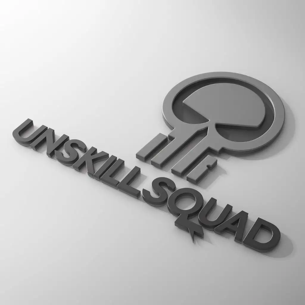 a logo design,with the text "unskillsquad", main symbol:grey,Moderate,clear background